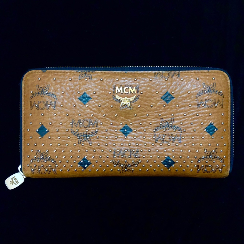MCM Studded Long Zip Wallet